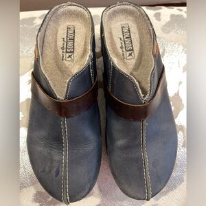 Very nice blue clogs.